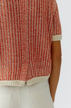 Off White & Apricot Mixed Knit Jumper