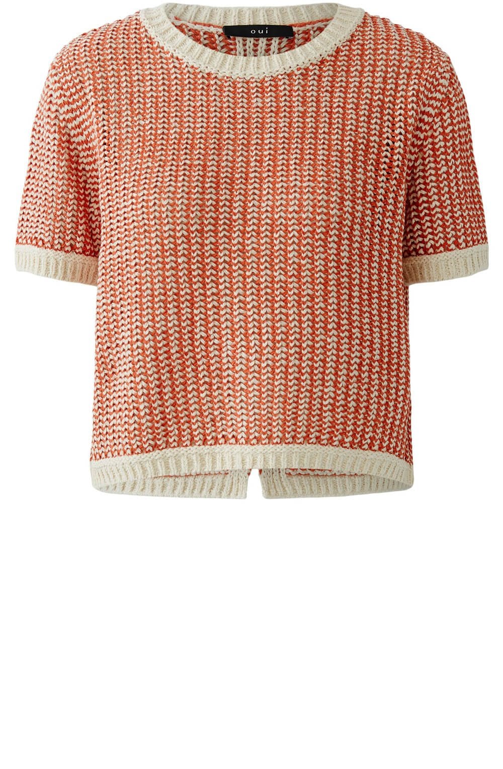 Off White & Apricot Mixed Knit Jumper
