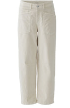 Off White Barrel Fit Cropped Cord Trousers