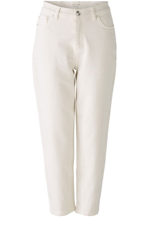Off White Barrel Fit Cropped Jeans