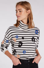 Off White & Black Stripe and Floral Jumper