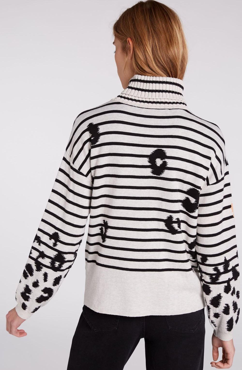 Off White & Black Stripe and Floral Jumper