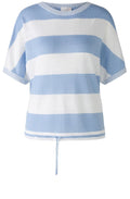 Off White Blue Drawstring Hem Linen Jumper