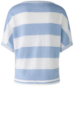 Off White Blue Drawstring Hem Linen Jumper