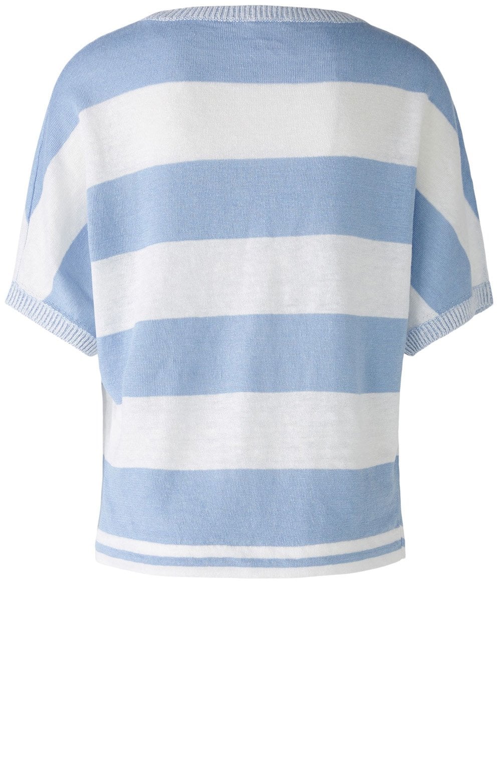 Off White Blue Drawstring Hem Linen Jumper
