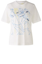 Off White Blue Hand Decorated Catwalk T Shirt