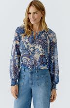 Off White Blue Paisley Print Blouse