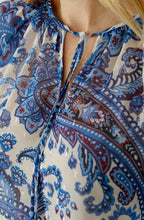 Off White Blue Paisley Print Blouse