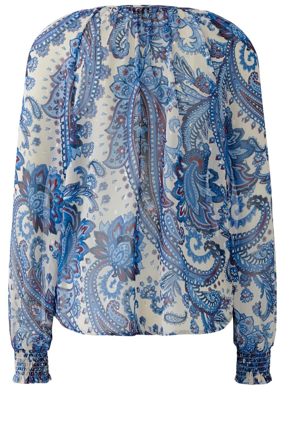 Off White Blue Paisley Print Blouse