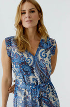 Off White Blue Paisley Print Maxi Dress