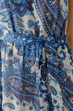Off White Blue Paisley Print Maxi Dress