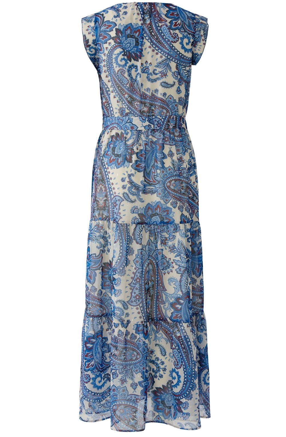 Off White Blue Paisley Print Maxi Dress