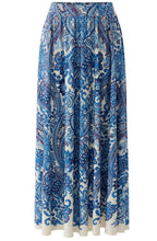 Off White Blue Paisley Print Maxi Skirt