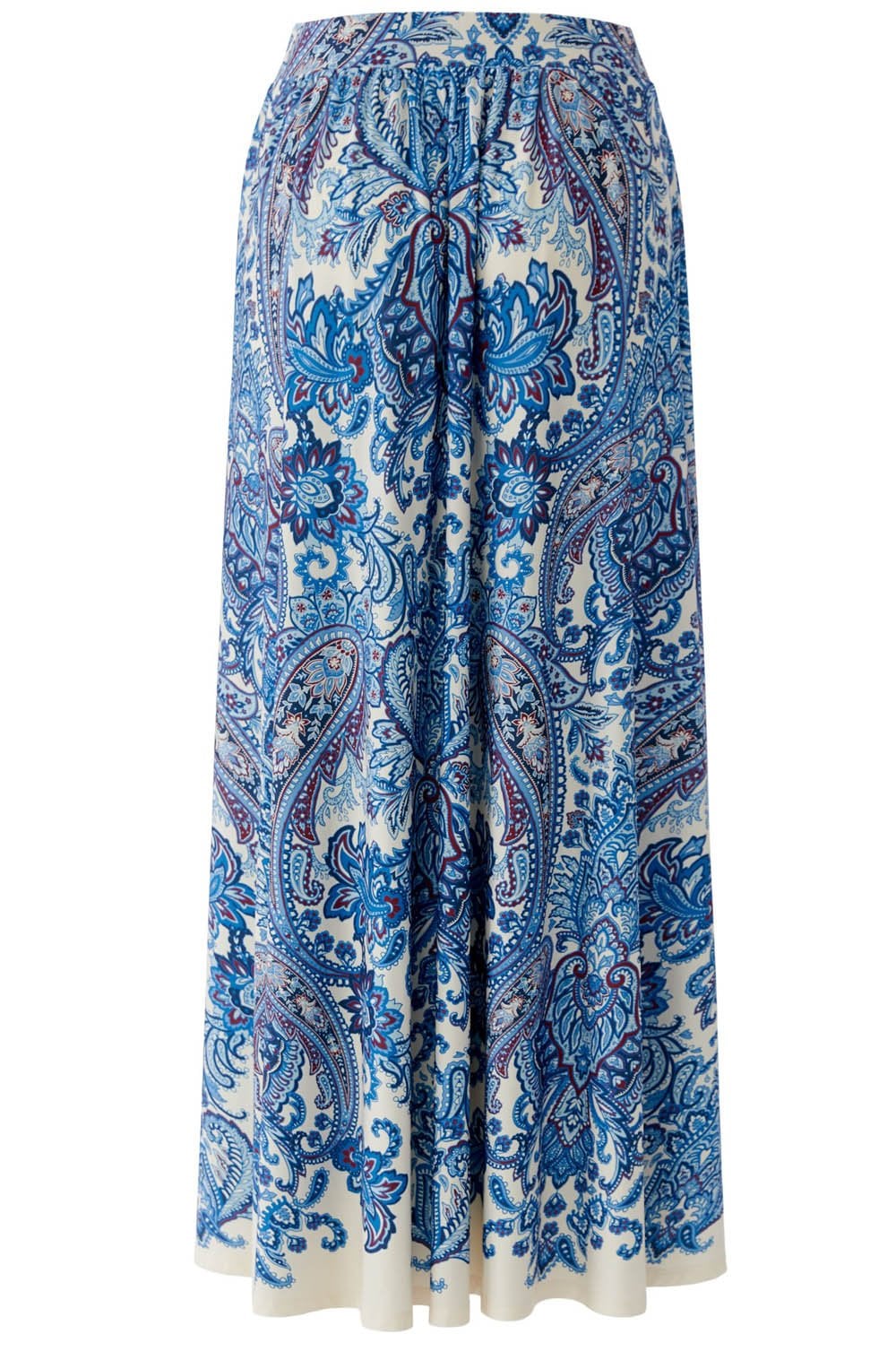 Off White Blue Paisley Print Maxi Skirt