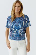 Off White Blue Paisley Print Top