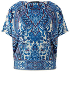 Off White Blue Paisley Print Top