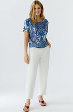 Off White Blue Paisley Print Top