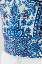 Off White Blue Paisley Print Top