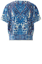 Off White Blue Paisley Print Top
