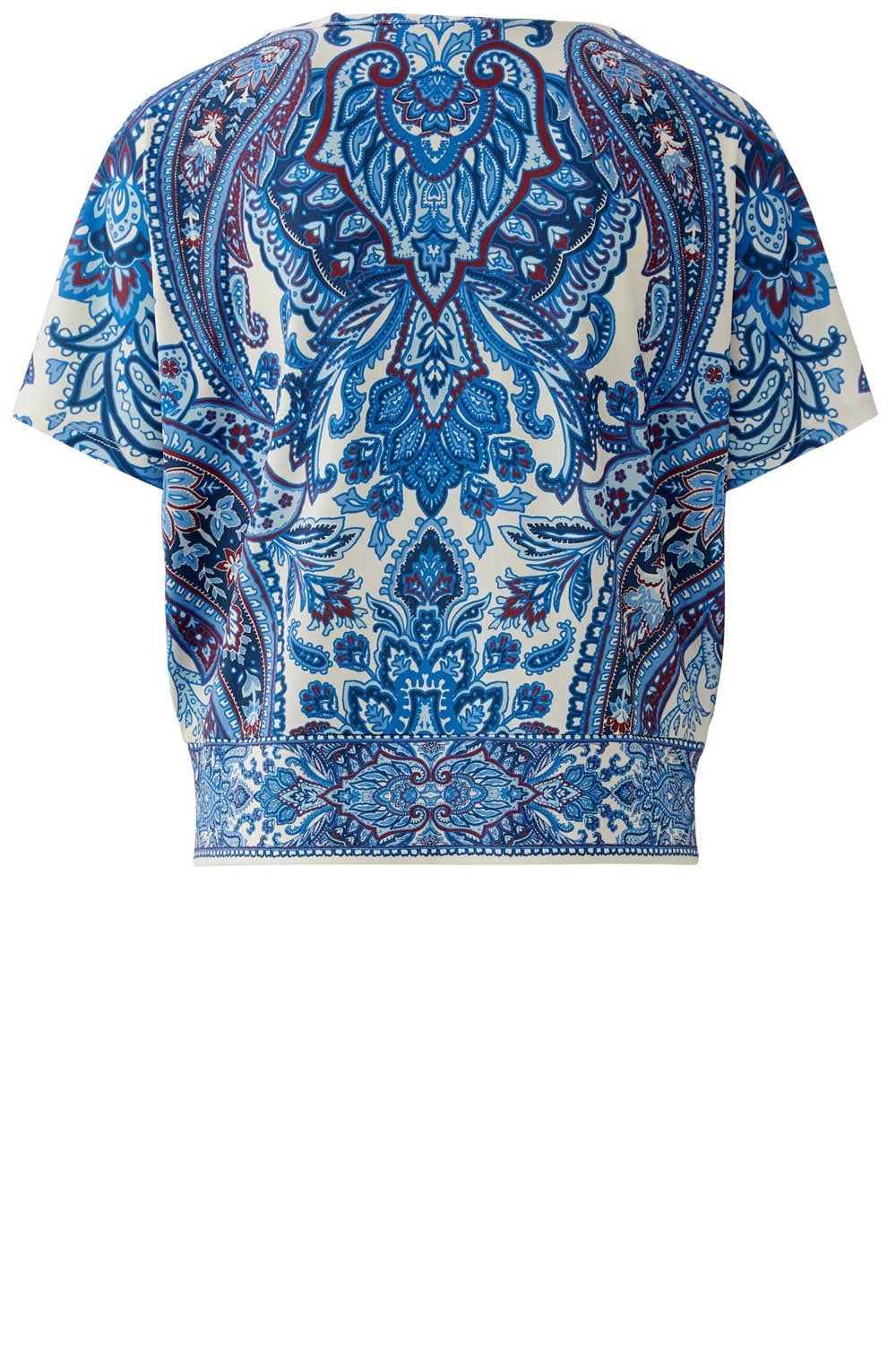Off White Blue Paisley Print Top