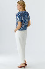 Off White Blue Paisley Print Top
