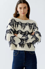 Off White Blue Zigzag Fringed Jumper