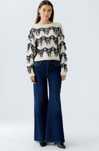 Off White Blue Zigzag Fringed Jumper