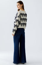 Off White Blue Zigzag Fringed Jumper