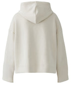 Off White Boxy Cropped Hooded Sweatshirt