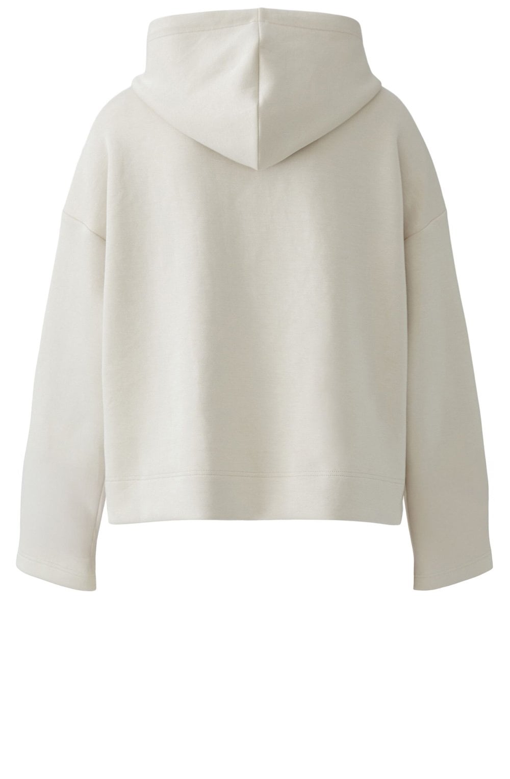 Off White Boxy Cropped Hooded Sweatshirt