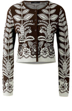 Off White & Brown Floral Design Cardigan