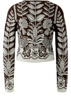 Off White & Brown Floral Design Cardigan