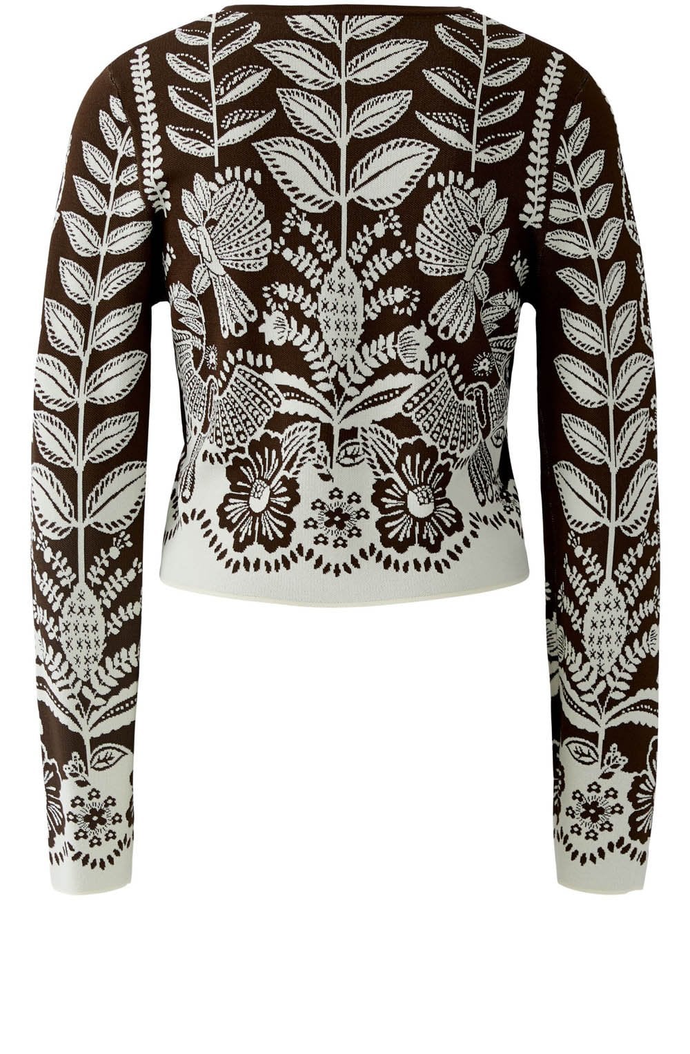 Off White & Brown Floral Design Cardigan