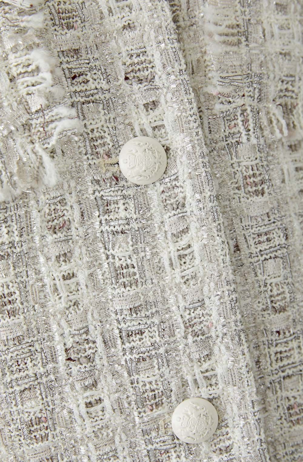 Off White Brown French Style Boucle Jacket