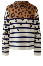 Off White Camel Animal Print and Striped Jumper