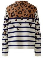 Off White Camel Animal Print and Striped Jumper