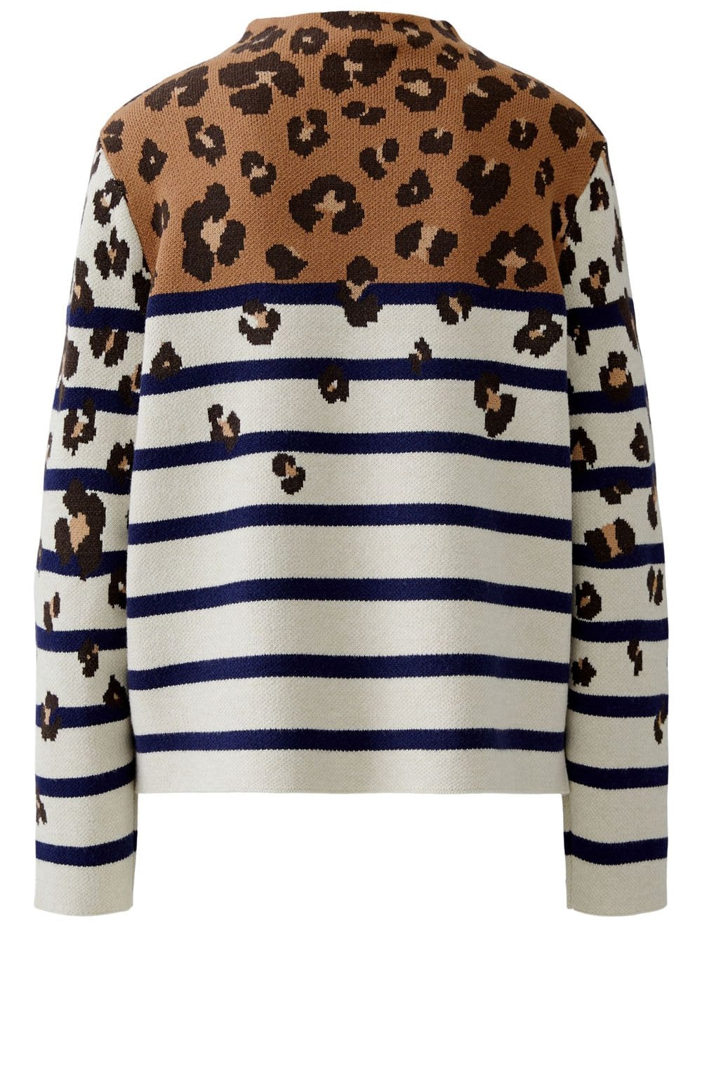 Off White Camel Animal Print and Striped Jumper
