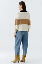 Off White Camel Ribbon Yarn Polo Pullover