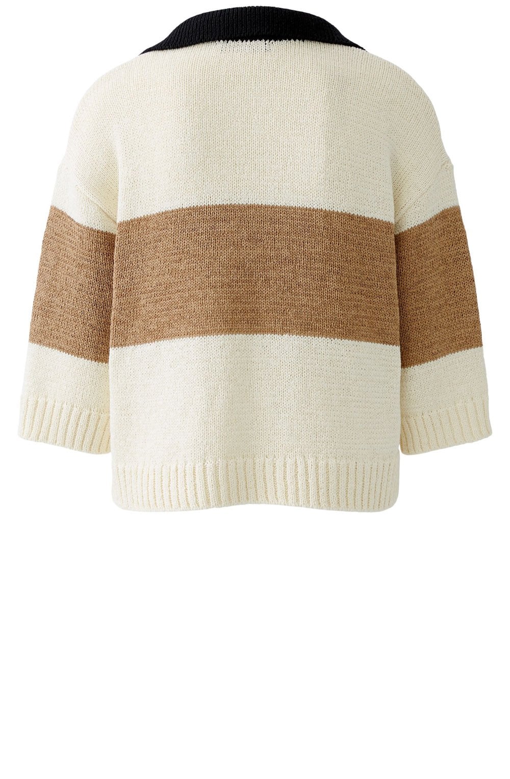 Off White Camel Ribbon Yarn Polo Pullover