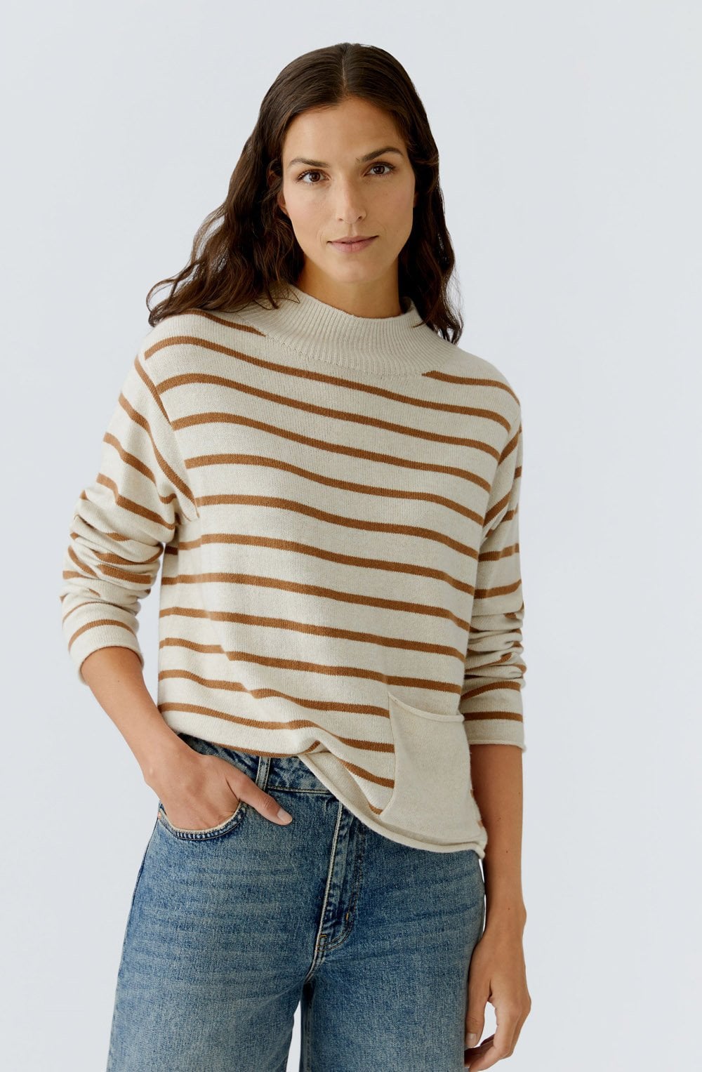 Off White Camel Striped Jumper