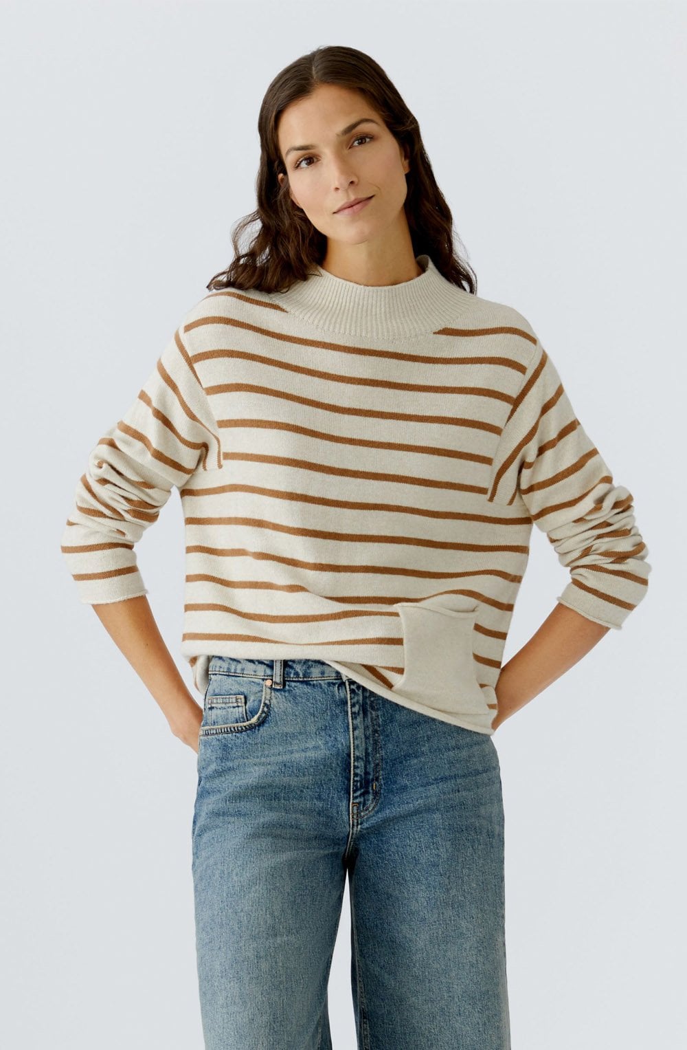 Off White Camel Striped Jumper