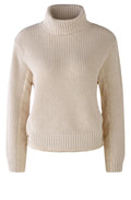 Off White Chunky Knit and Contrast Panel Jumper
