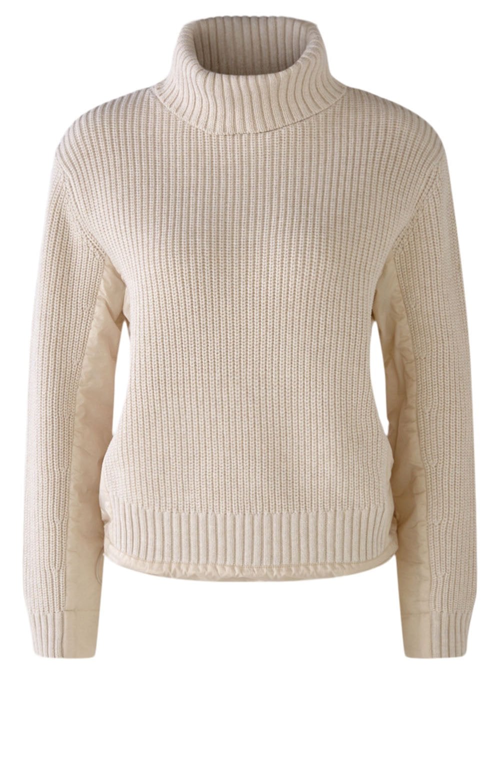 Off White Chunky Knit and Contrast Panel Jumper