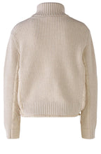Off White Chunky Knit and Contrast Panel Jumper