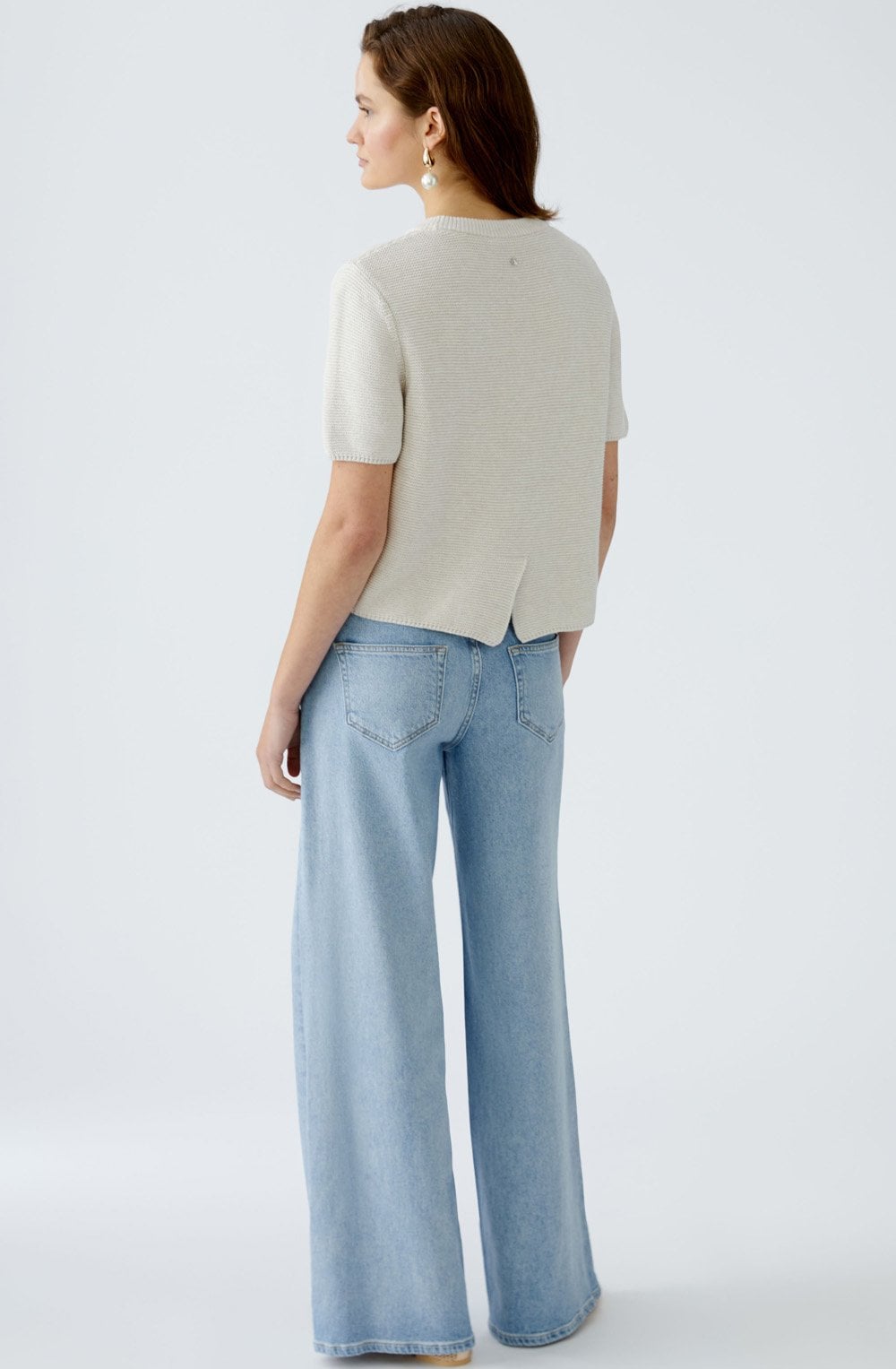 Off White Cotton Purl Knit Pullover