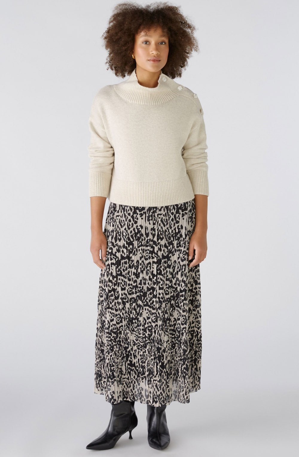 Off White Decorative Button Jumper