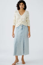 Off White Drawstring Front A Jour Top