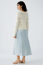 Off White Drawstring Front A Jour Top