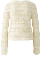 Off White Drawstring Front A Jour Top