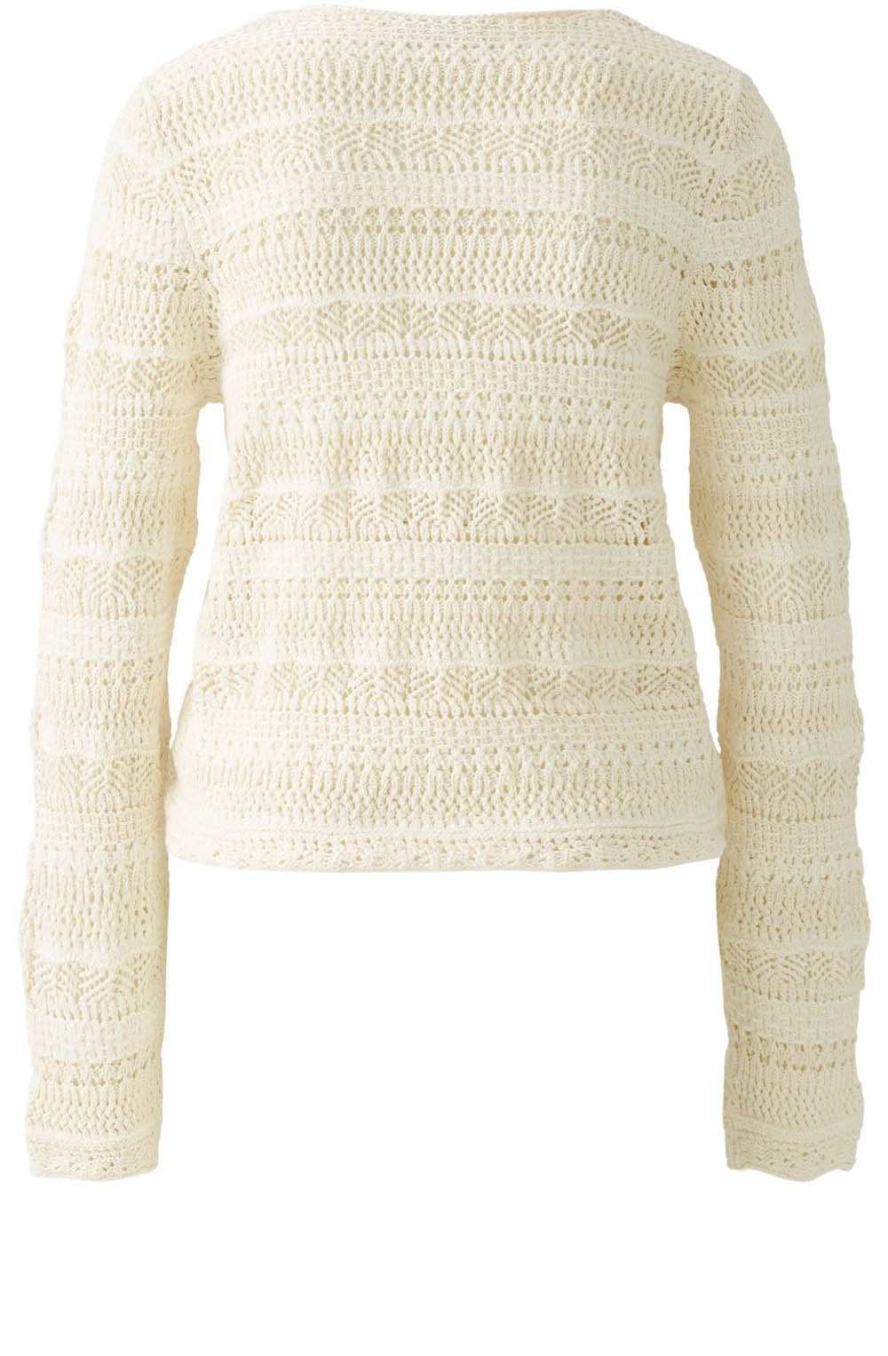 Off White Drawstring Front A Jour Top